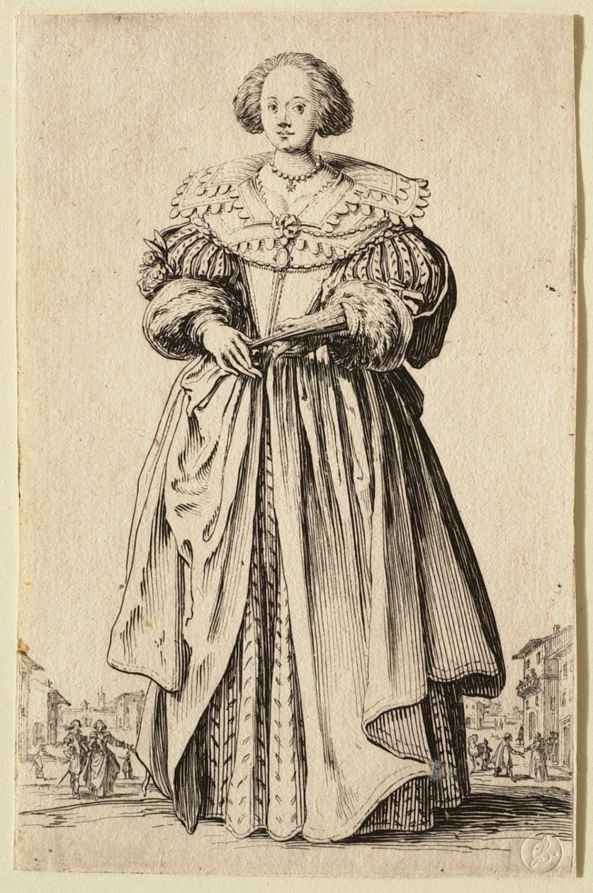 Die Dame mit dem Fächer von Jacques Callot
