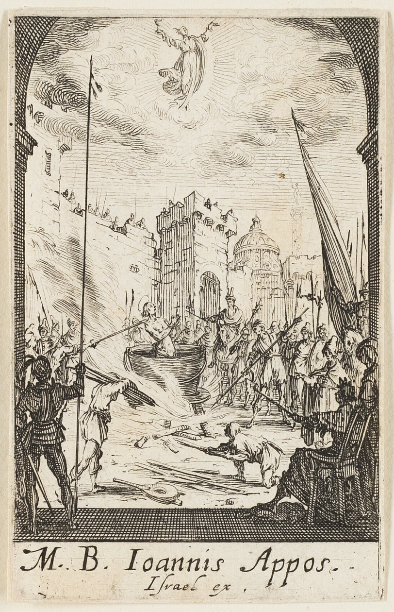 Das Martyrium des Heiligen Johannes des Evangelisten, Tafel fünf aus Die Martyrien der Apostel von Jacques Callot