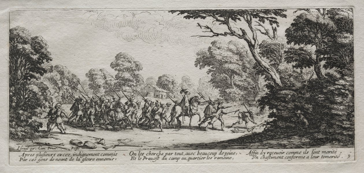 Die Leiden des Krieges: Verhaftung von Übeltätern von Jacques Callot