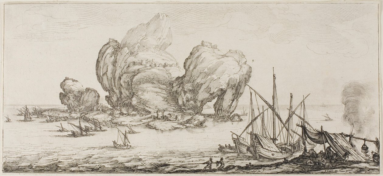 Die Seeschlacht, aus Verschiedenen Szenen in Florenz von Jacques Callot