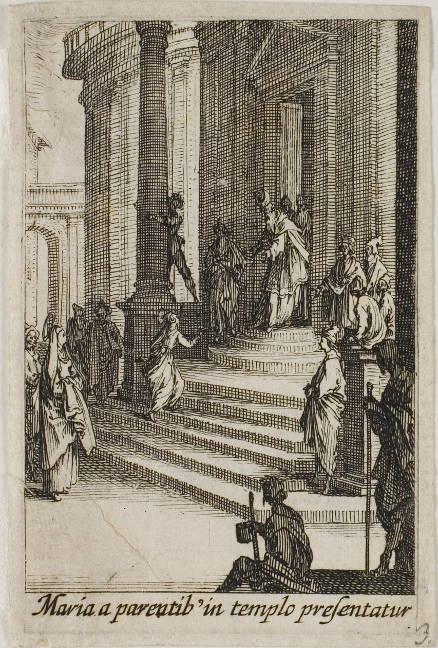 Die Jungfrau Maria im Tempel vorgestellt, aus Das Leben der Jungfrau von Jacques Callot