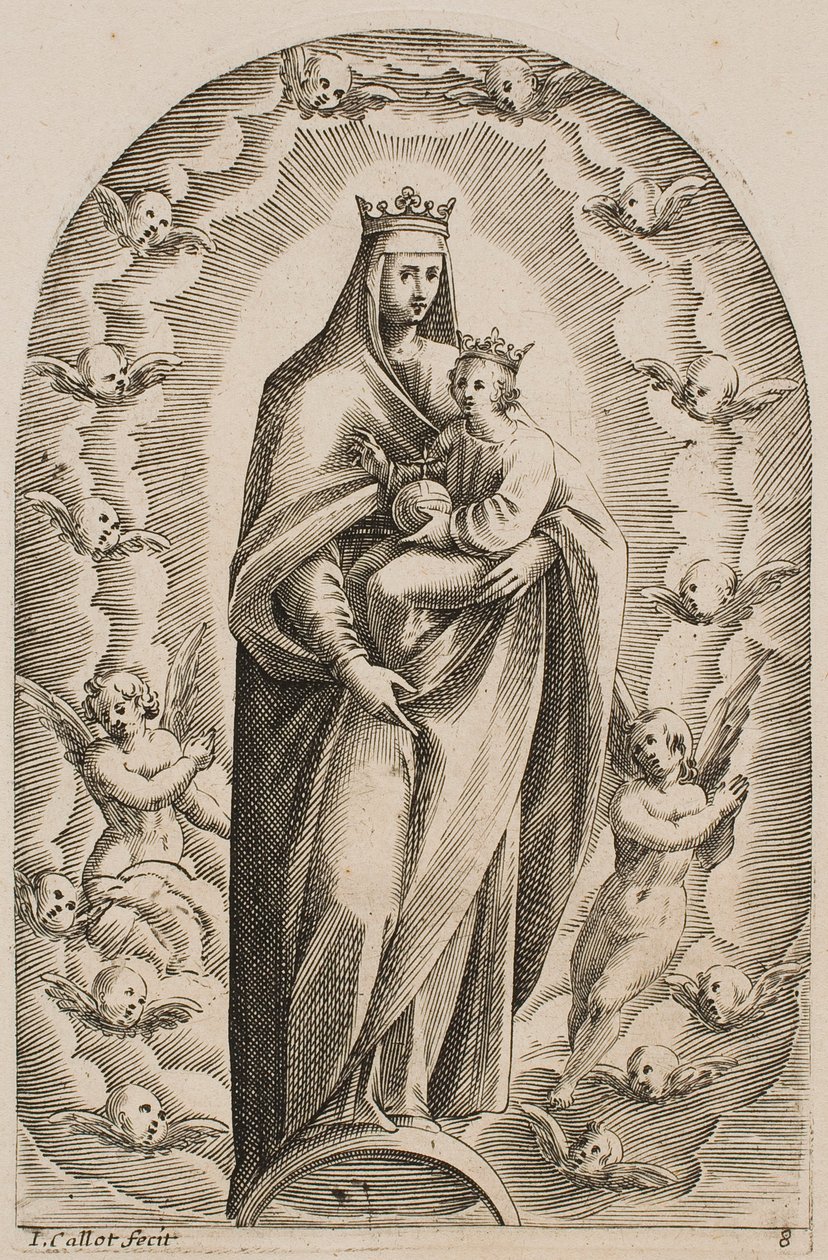 Die Jungfrau auf einer Mondsichel, aus der Serie „Bilder von Rom“ von Jacques Callot