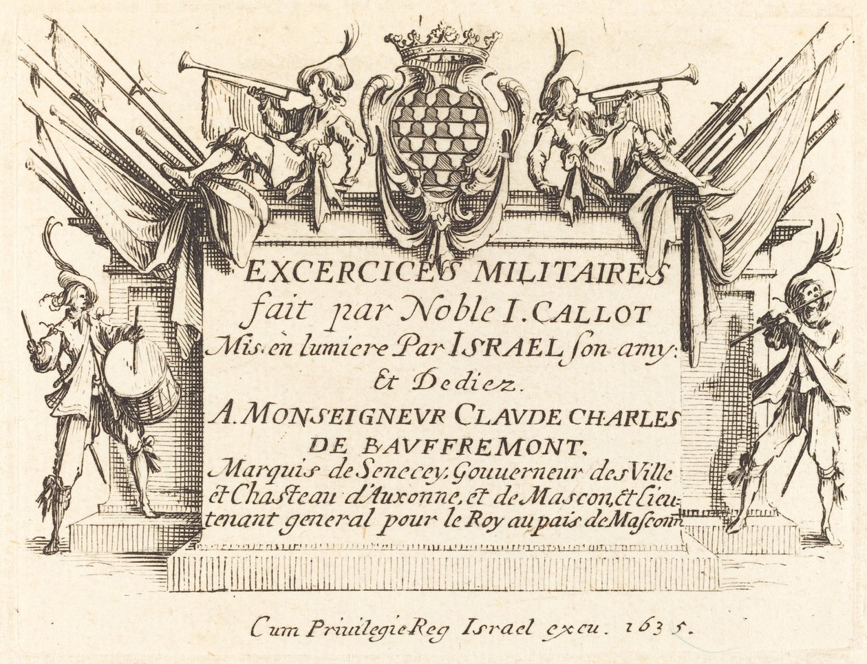 Titelseite für Die Militärübungen, 1634-1635 von Jacques Callot