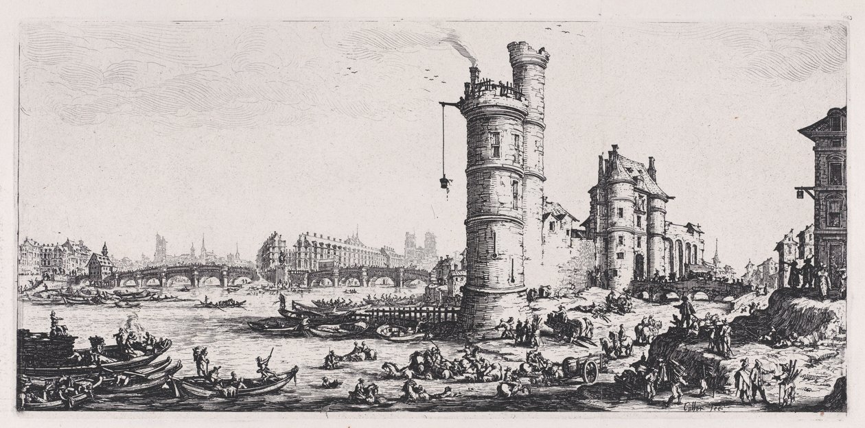 Ansicht der Pont-Neuf, aus "Les Deux Grandes Vues de Paris" von Jacques Callot