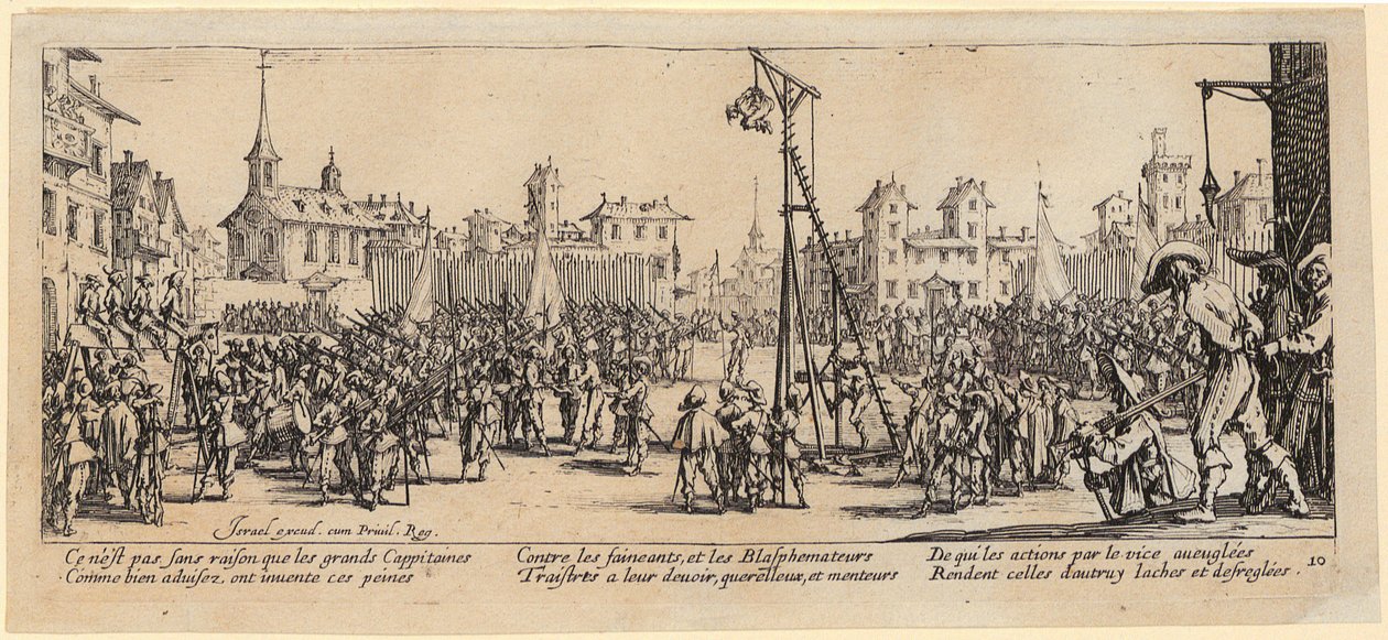 Wippgalgen, Blatt 10 der Folge "Die Grauen des Krieges" von Jacques Callot
