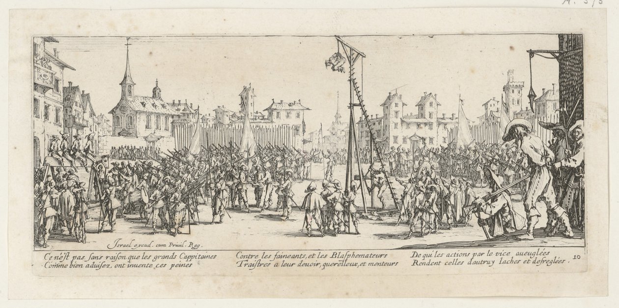 Wippgalgen, Blatt 10 der Folge "Grauen des Krieges" von Jacques Callot