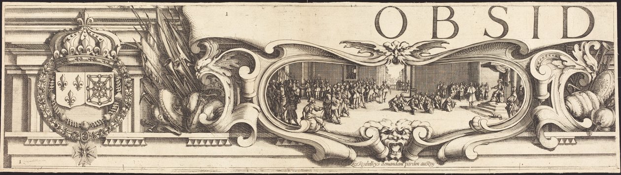 Die Belagerung von La Rochelle [Tafel 1 von 16; Set umfasst 1952.8.97-112] von Jacques Callot and Abraham Bosse