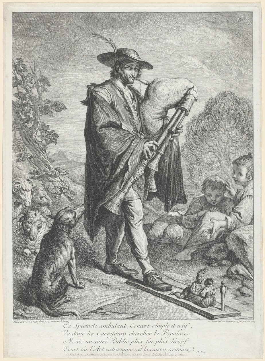 Der Dudelsackspieler von Jacques Dumont Le Romain, finished by Jean Daullé