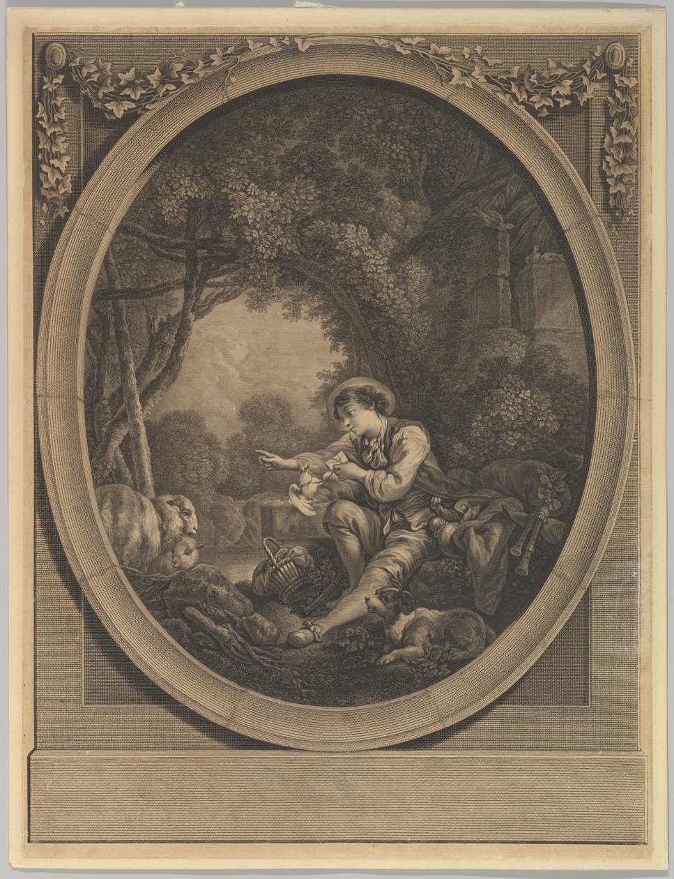 Die Abreise des Boten, 18. Jahrhundert von Jacques Firmin Beauvarlet