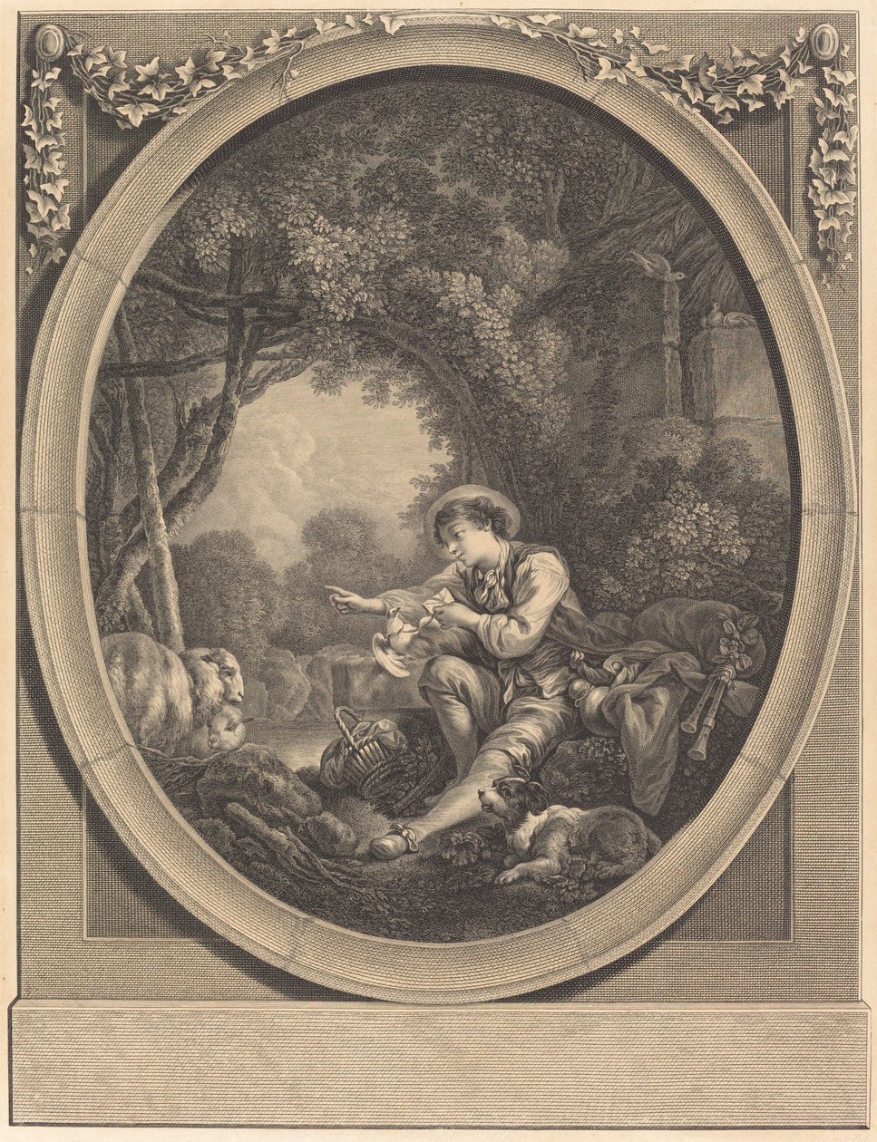 Die Abreise des Kuriers von Jacques Firmin Beauvarlet after François Boucher