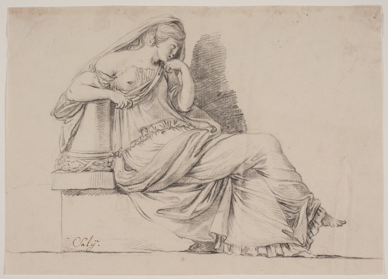 Allegorie. Trauernde Frauenfigur von Jacques Francois Joseph Saly