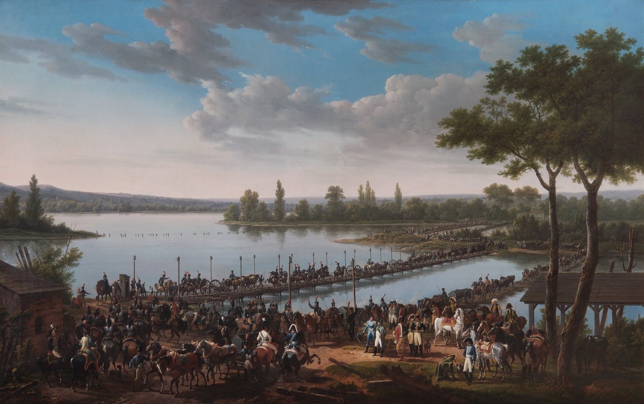 Der Übergang der Donau durch Napoleon vor der Schlacht von Wagram, 1809 von Jacques Francois Joseph Swebach