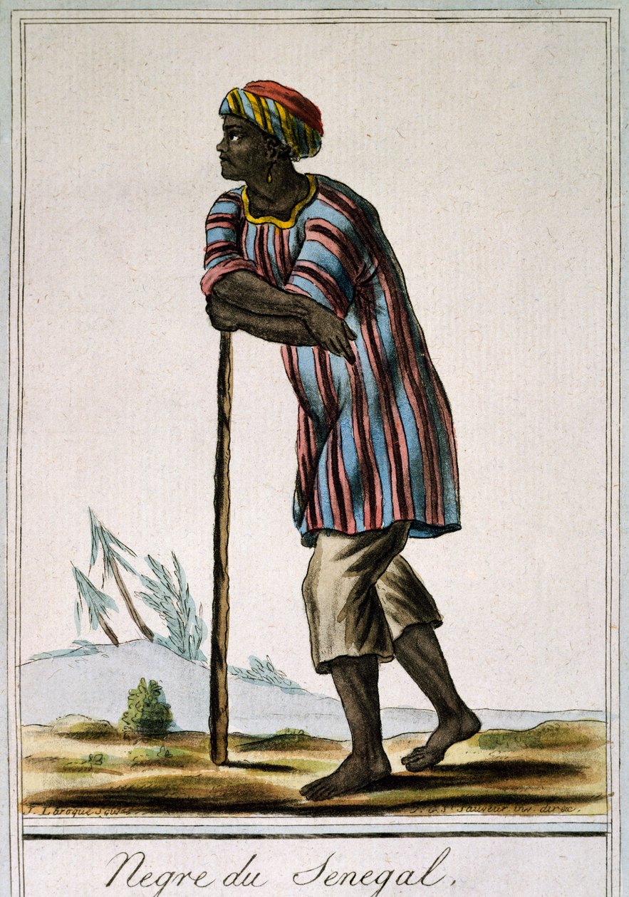 Senega-Neger, Farbstich aus Encyclopedie des Voyages, von Jacques Grasset de Saint-Sauveur (1757-1810) von Jacques Grasset de Saint Sauveur
