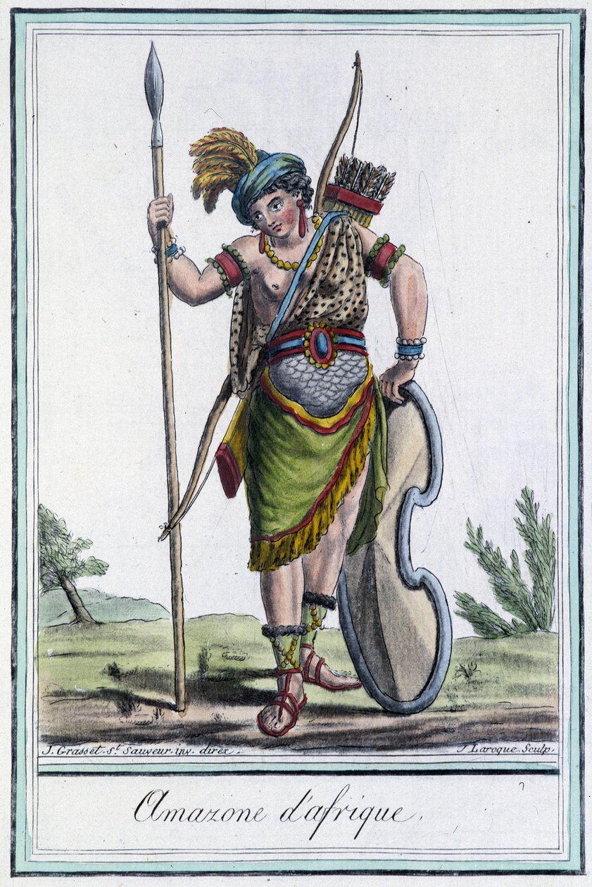 Amazonin von Afrika - in „Encyclopedia of Travels“ von Grasset St Sauveur, ed. 1796 von Jacques Grasset de Saint Sauveur