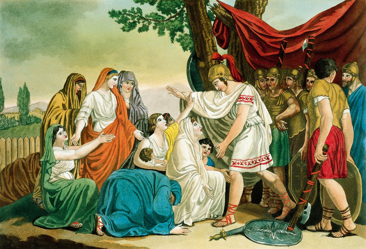 Coriolanus, Gravur aus dem antiken Rom von Jacques Grasset de Saint Sauveur