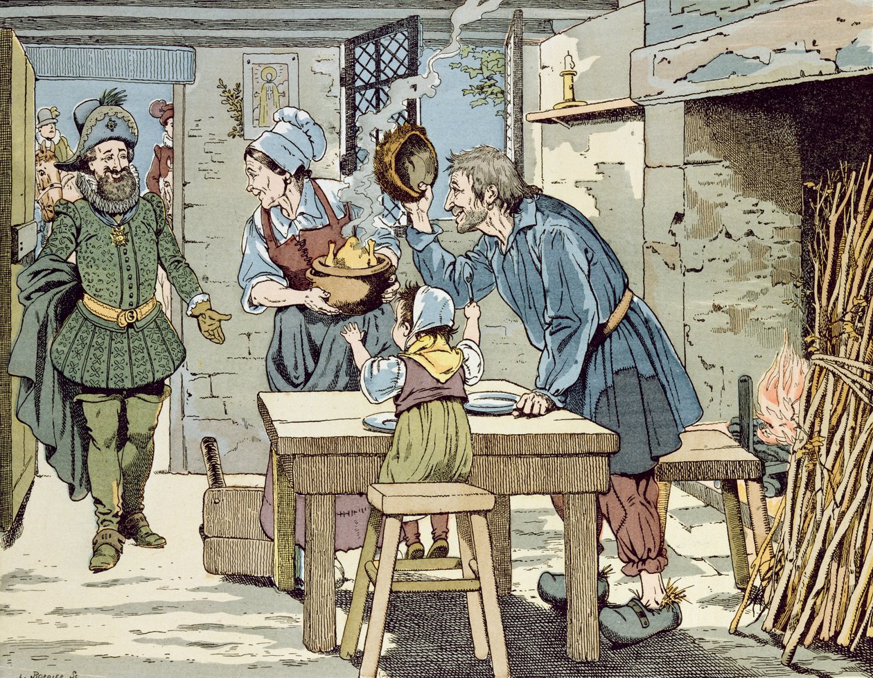 Heinrich IV., König der Armen, der will, dass alle seine Untertanen ein Huhn zum Sonntagsessen haben, ca. 1900 von Jacques Marie Gaston Onfray de Breville (Job)