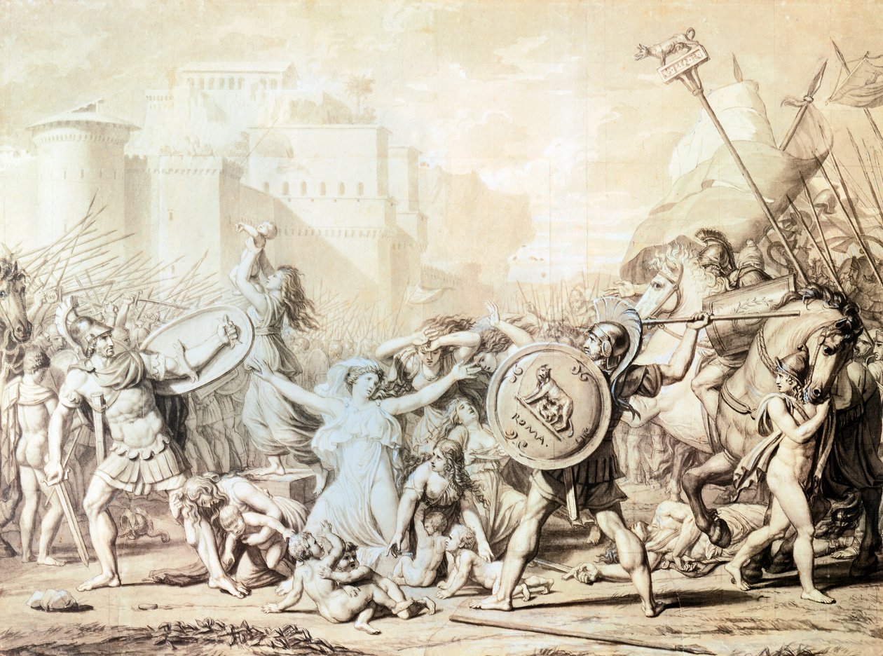 Studie für die Entführung der Sabinerinnen von Jacques Louis David