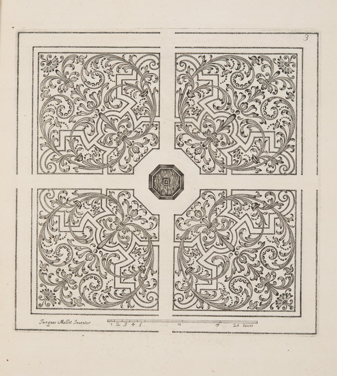 Entwurf für Parterre, aus Theatre des Plans et Jardinages, veröffentlicht 1652 von Jacques Mollet