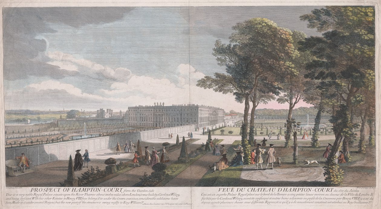 Aussicht auf Hampton Court von der Gartenseite von Jacques Rigaud