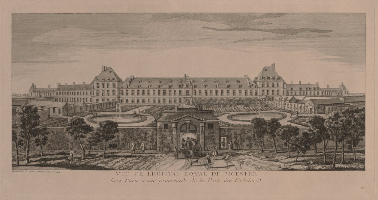 Das königliche Krankenhaus von Bicestre von Jacques Rigaud
