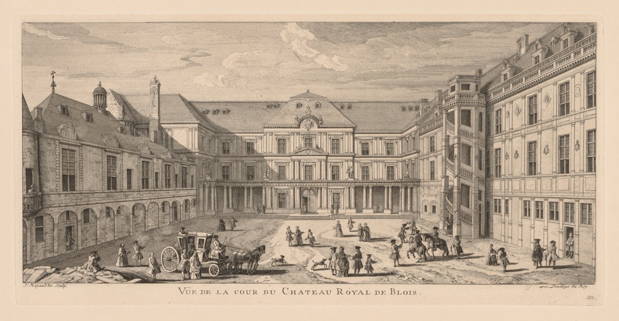 Ansicht des Hofes des Schlosses von Blois von Jacques Rigaud