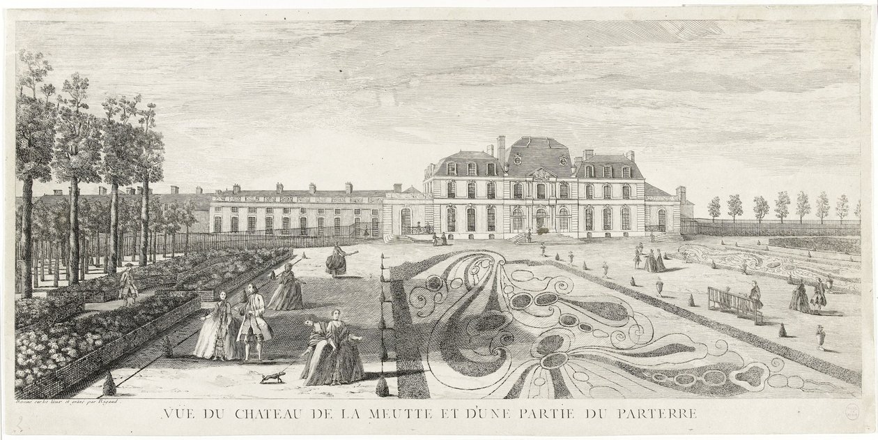 Ansicht des Château de la Muette und eines Teils des Parterres von Jacques Rigaud