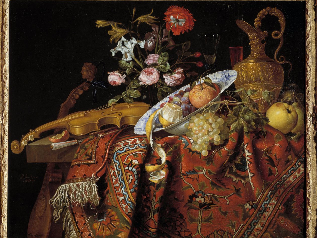 Stillleben mit Geige und Aquamarin von Jacques Samuel Bernard