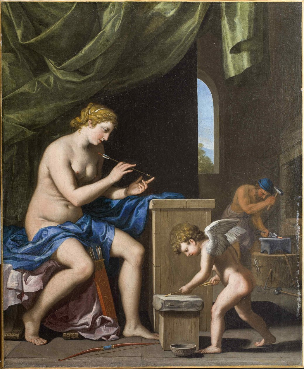 Vulkan schmiedet die Pfeile für Amor, um 1645 von Jacques Stella