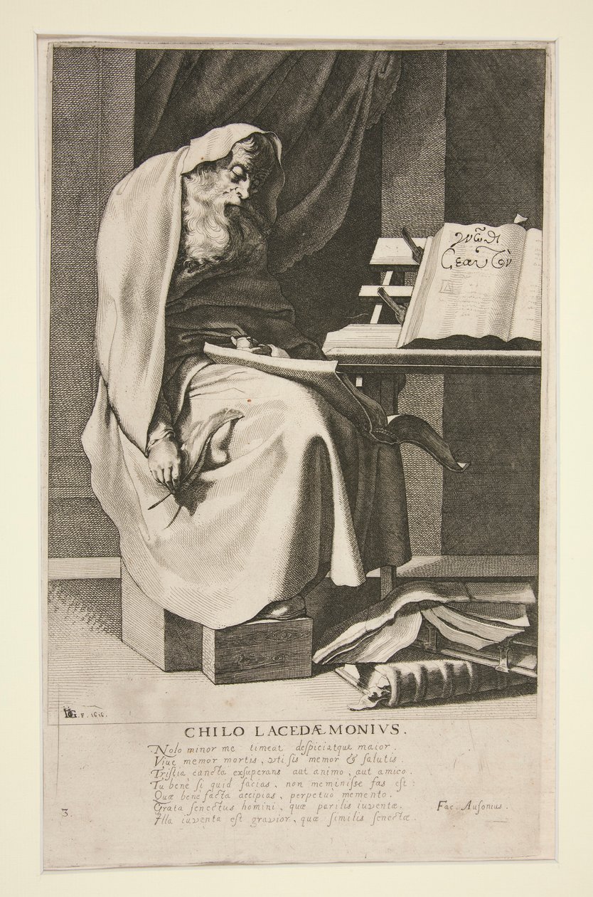Chilo Lacedaemonius, Nr. 3 aus der Serie Die sieben Weisen von Griechenland von Jacques de Gheyn III