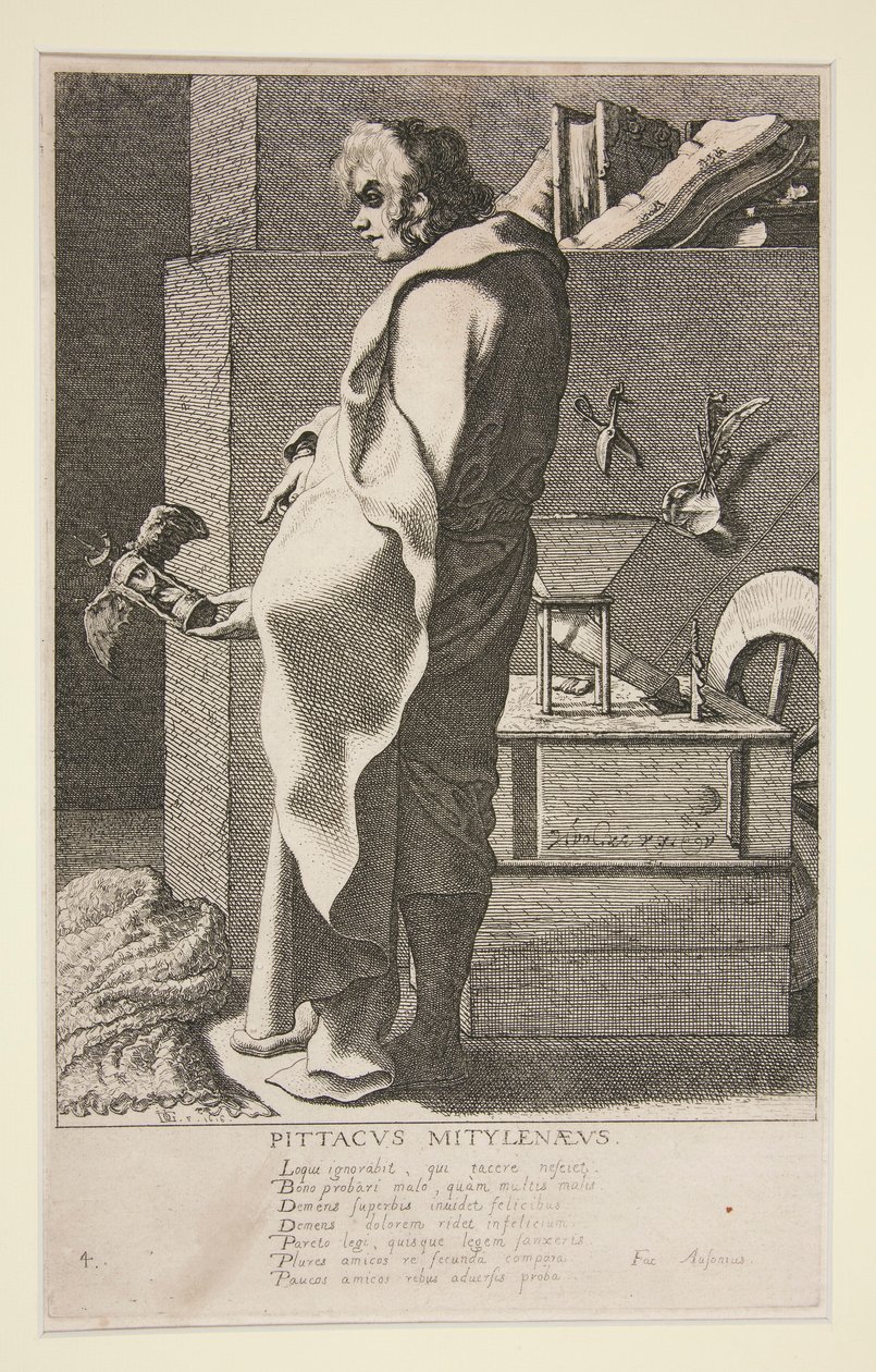 Pittacus Mytilenaeus, Nr. 4 aus der Serie Die sieben Weisen von Griechenland von Jacques de Gheyn III