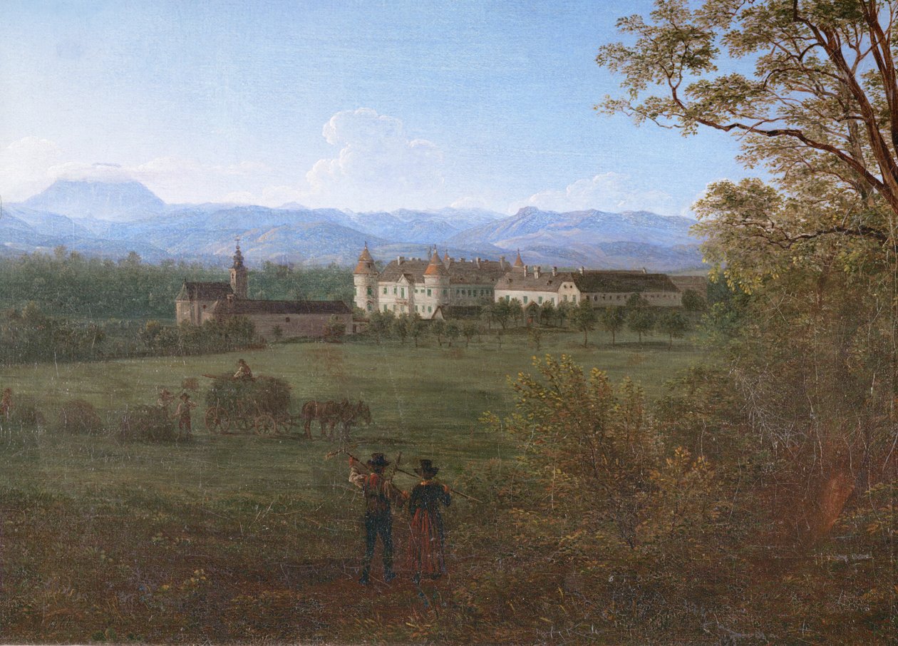 Schloss Weinzierl, Niederösterreich (Öl auf Leinwand) von Jakob Alt