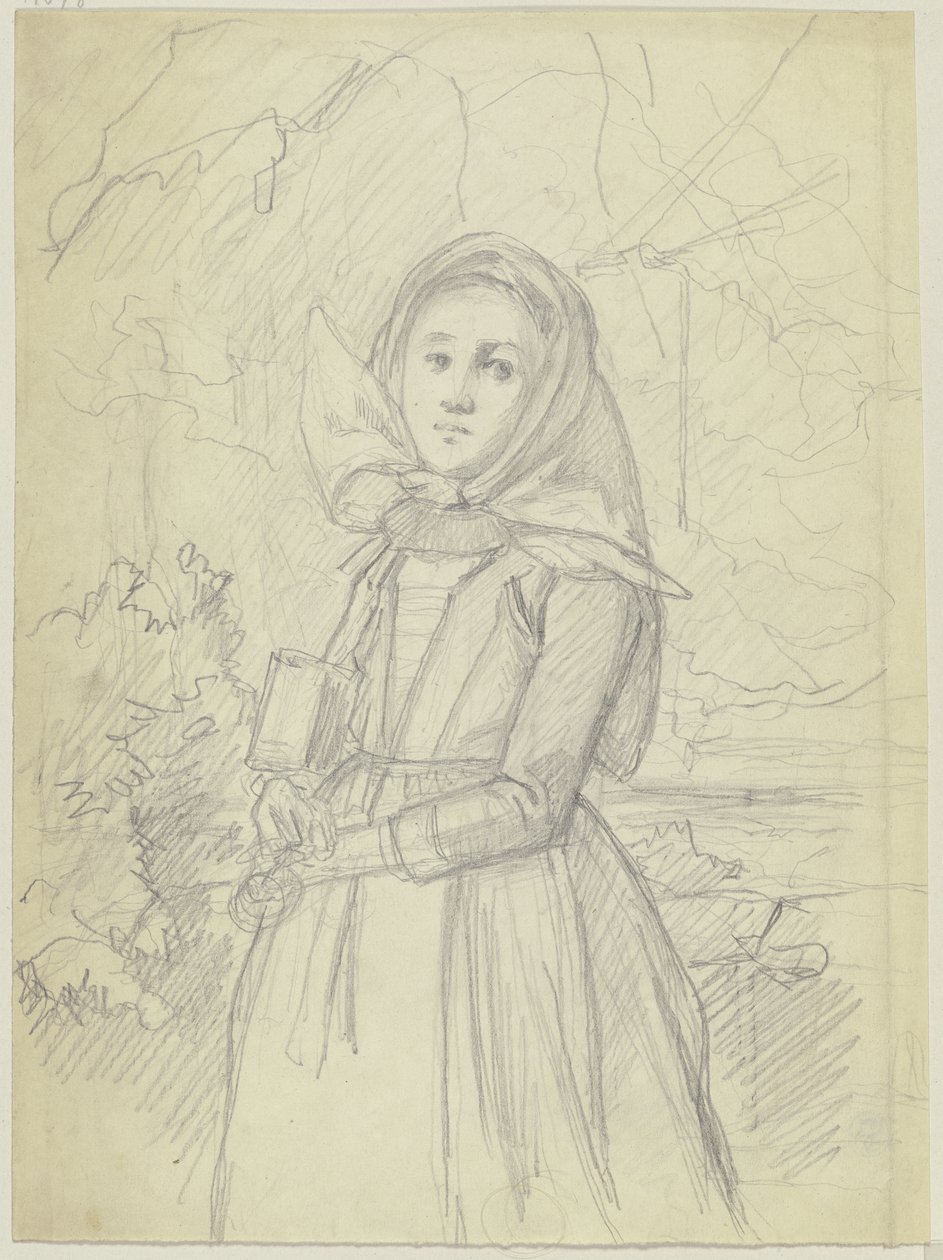 Bauernmädchen im Wald von Jakob Becker