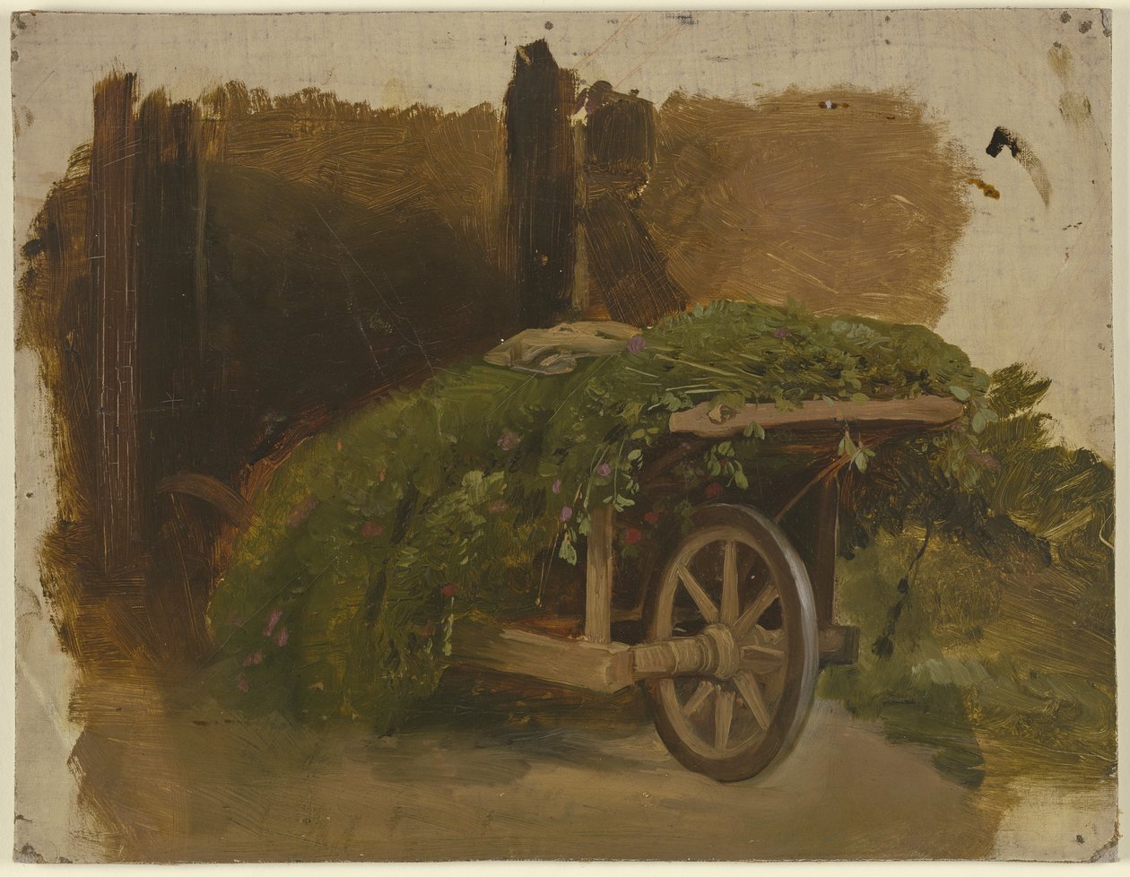 Karren mit geschnittenem Gras beladen von Jakob Becker