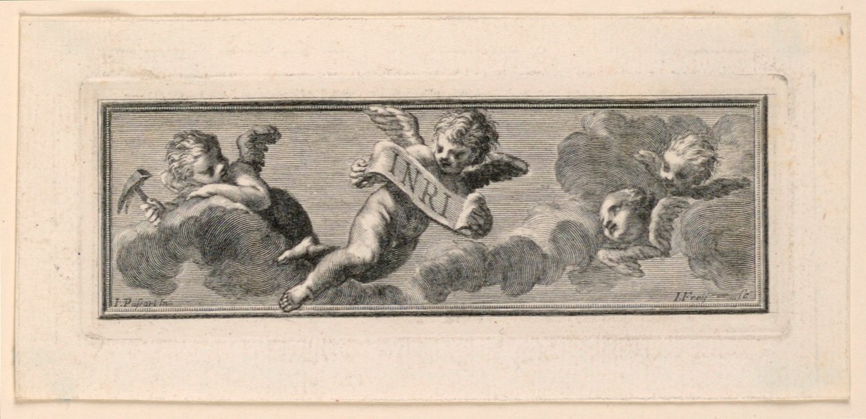 Vignette mit Engeln und Instrumenten der Passion von Jakob Frey