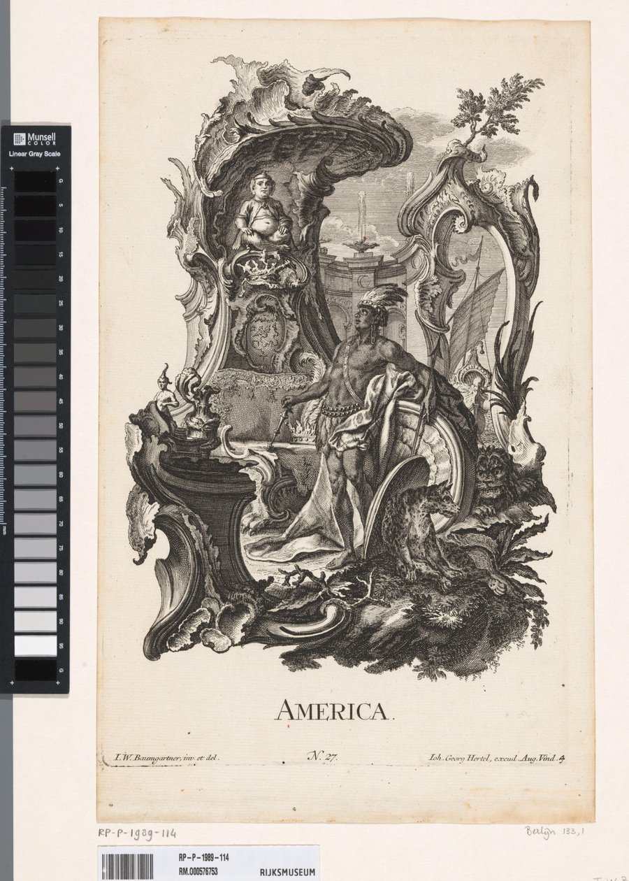 Rokoko mit der Personifikation des Kontinents Amerika (Die vier Kontinente) von Jakob Gottlieb Thelott