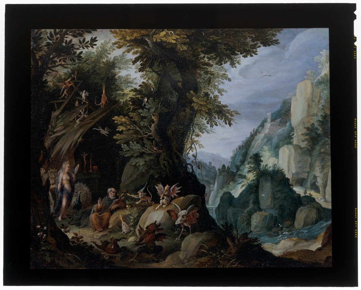 Die Versuchung des heiligen Antonius in einer Landschaft von Jakob Isaaksz Swanenburgh