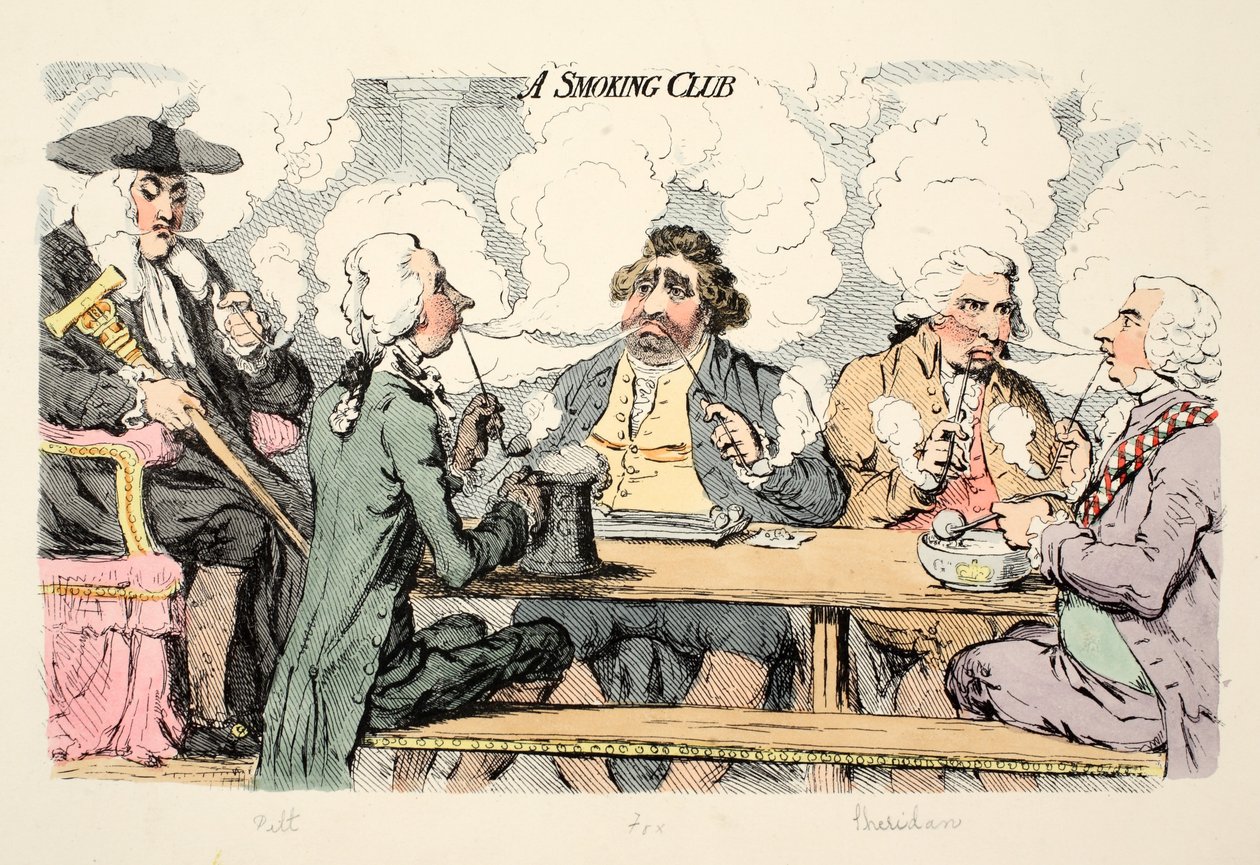 Ein Rauchclub, veröffentlicht 1793 von James Gillray