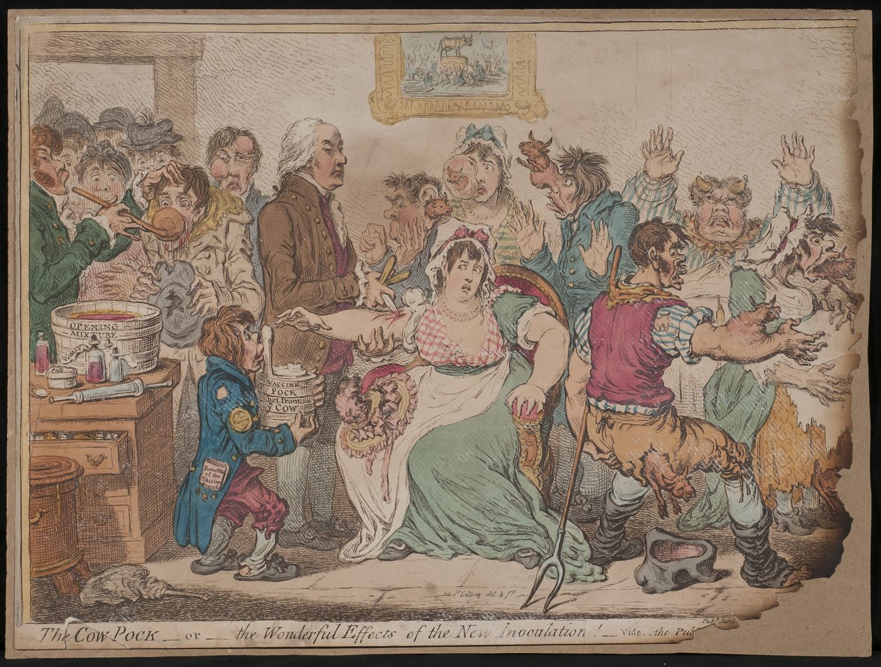 Die Kuhpocken oder die wunderbaren Wirkungen der neuen Impfung von James Gillray