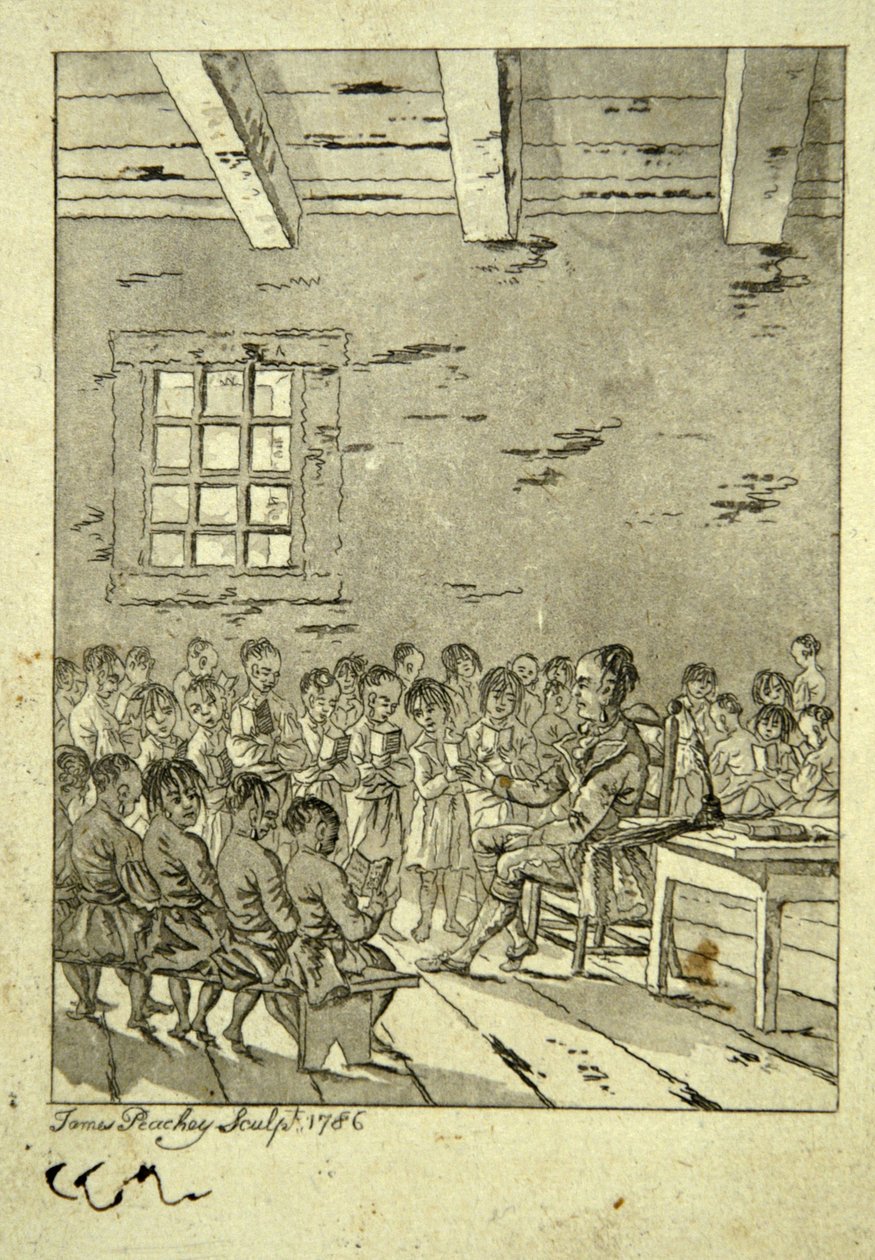 Klassenzimmer einer amerikanischen Schule, 1786 von James Peachey