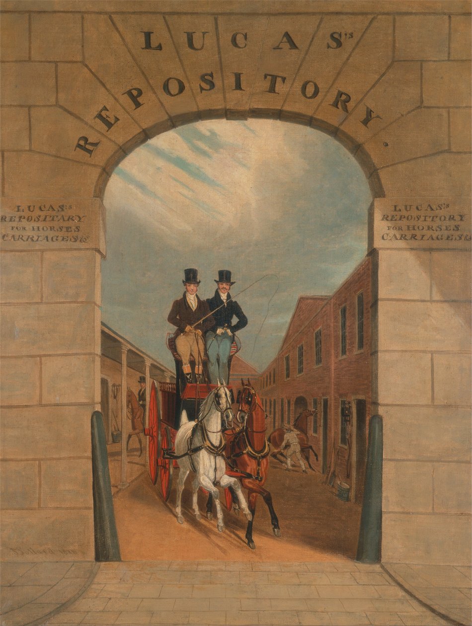 Schulung eines Paares in einer Bremse auf Lucass Yard, Clerkenwell von James Pollard
