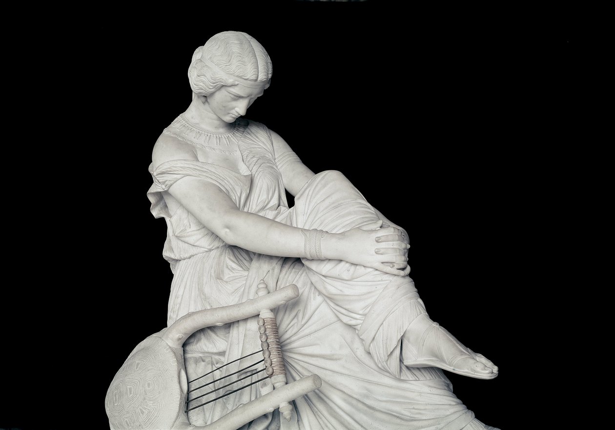 Sappho, griechische Dichterin der Antike. Marmorskulptur von James Pradier von James Pradier