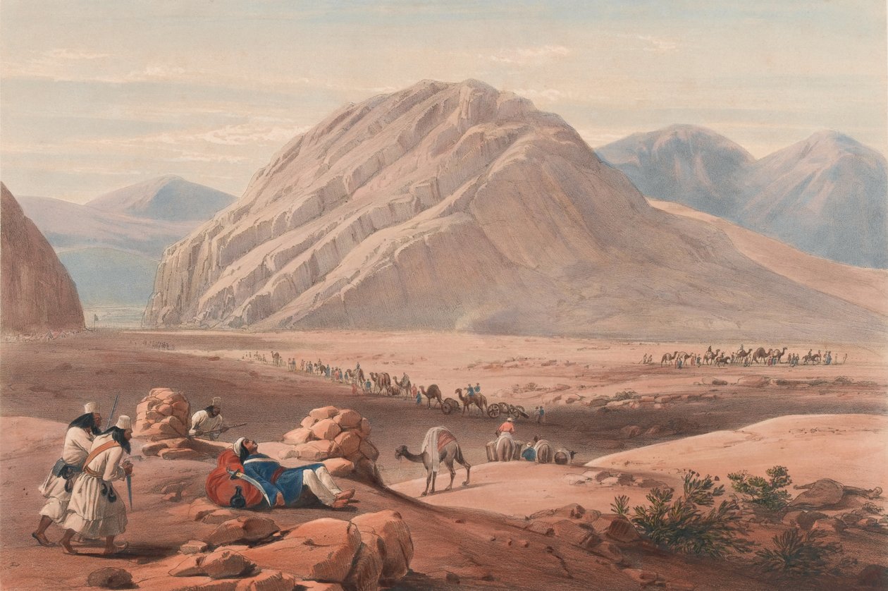 Ansicht des Berges Baba-Naunee, ca. 1839 von James (after) Atkinson