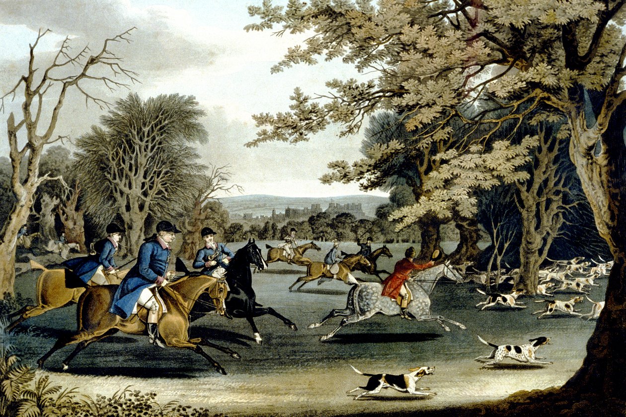 Königliche Jagd im Windsor Park, graviert von Matthew Dubourg, 1829 von James (after) Pollard