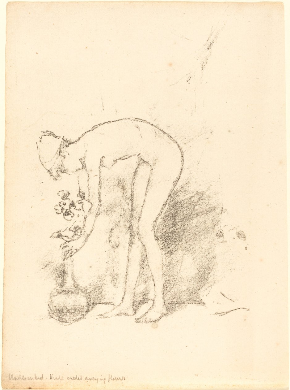 Ein Aktmodell arrangiert Blumen, ca. 1892 von James Abbott McNeill Whistler