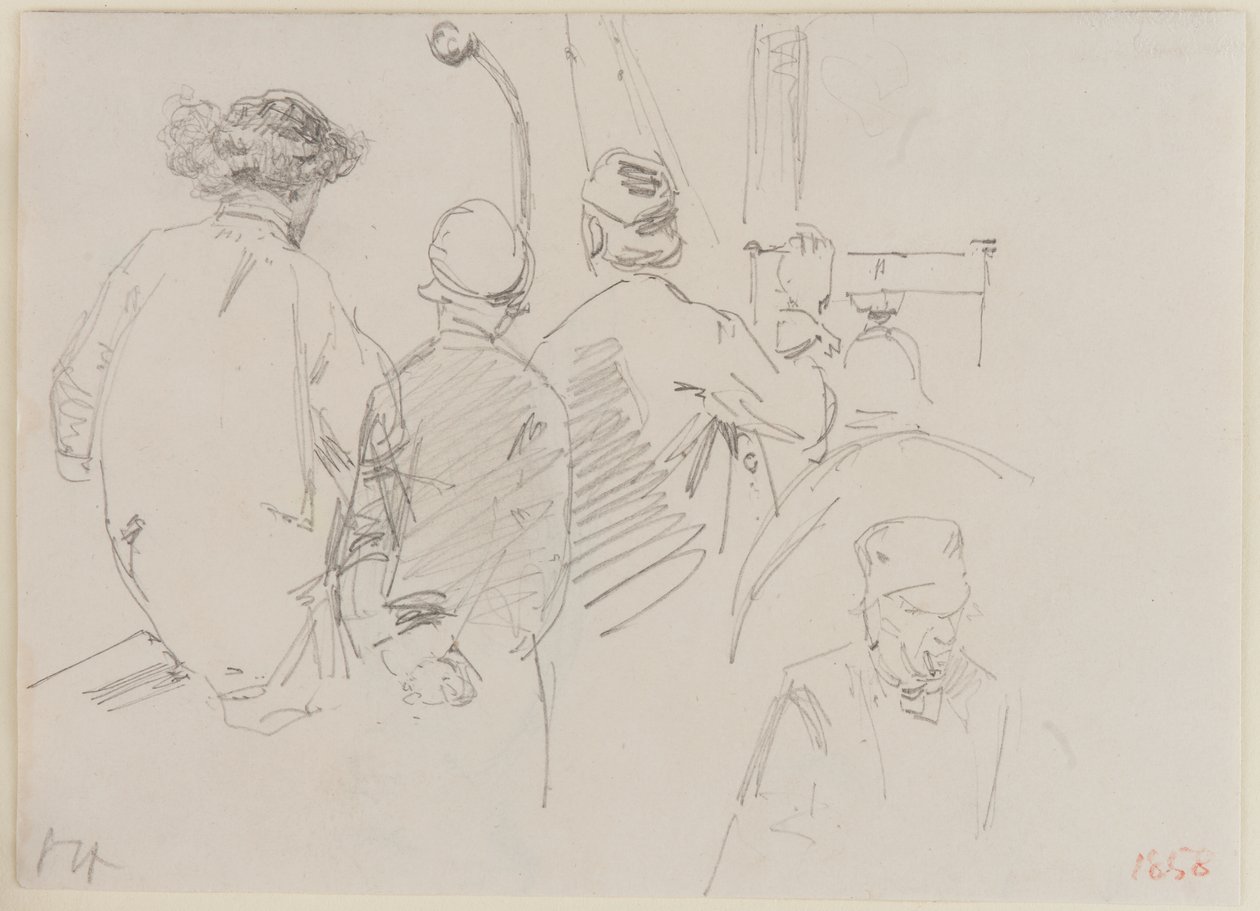 Vier Männer an Bord eines Bootes, 1858 von James Abbott McNeill Whistler