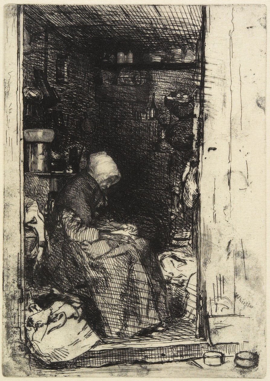 Die alte Frau mit Lumpen aus "Zwölf Radierungen aus der Natur" von James Abbott McNeill Whistler