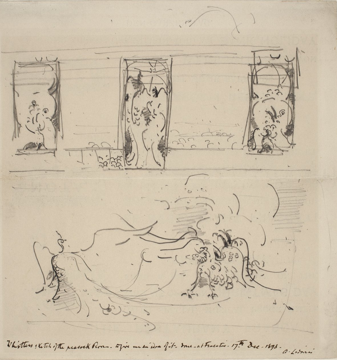 Skizze des Pfauenraums, 1898 von James Abbott McNeill Whistler