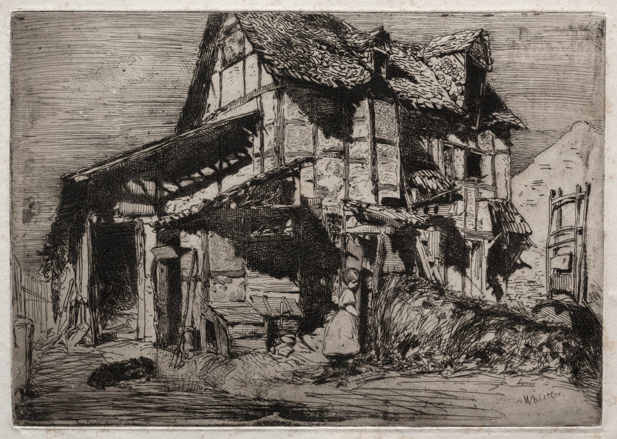 Zwölf Radierungen aus der Natur: Das unsichere Mietshaus, 1858 von James Abbott McNeill Whistler