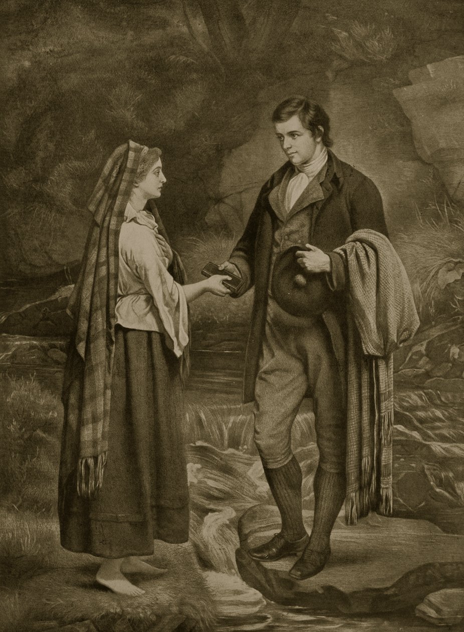 Verlobung von Robert Burns und Highland Mary, 1785, Illustration aus 