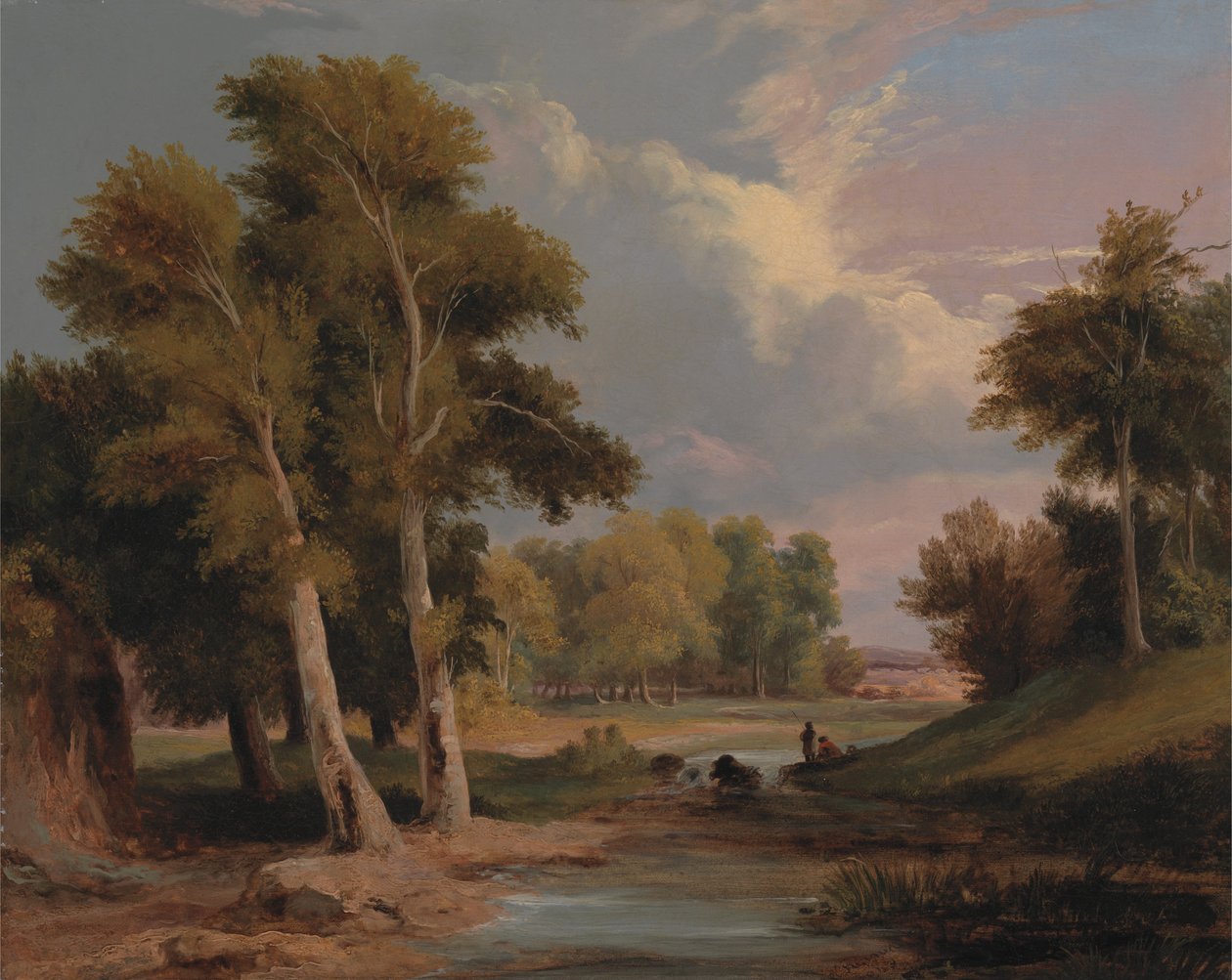 Bewaldete Flusslandschaft mit Fischern von James Arthur OConnor